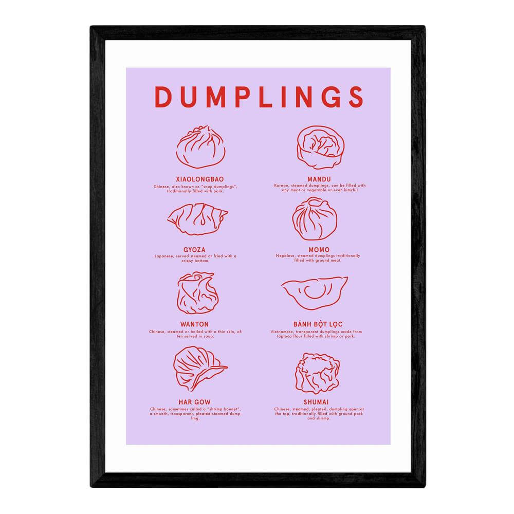 East End Prints Dumpling Menu A3 Framed Print